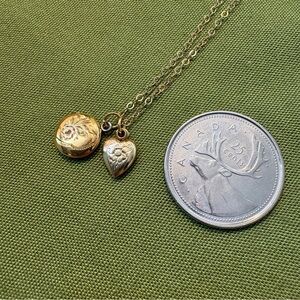 Gold Filled Heart and Round locket with chain